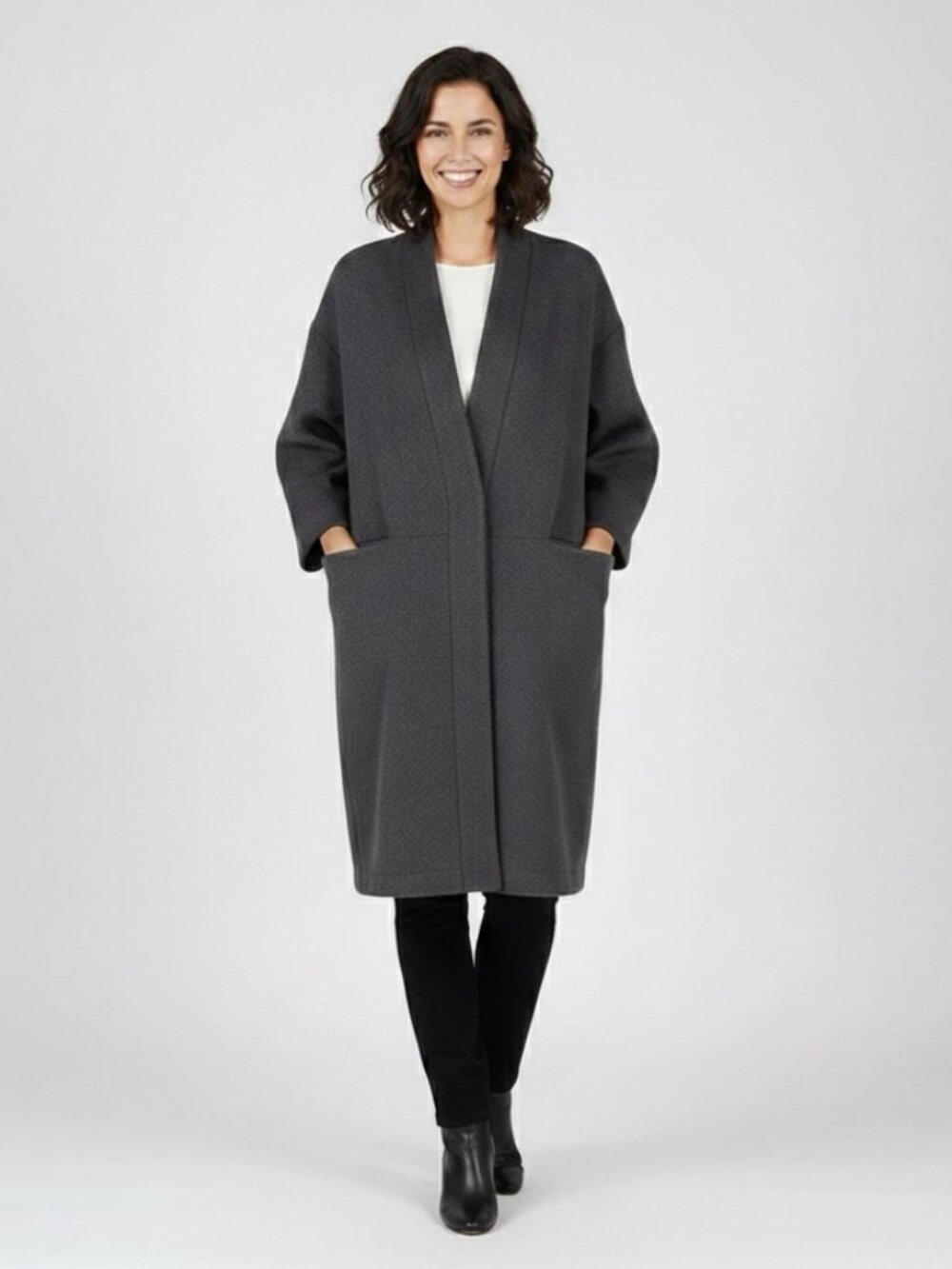 AYRTIGHT Charcoal Wool Blend Cocoon Coat Size S
